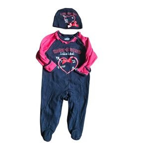 Harley-Davidson size 12 months baby girl's cotton‎ black and red onesie Pyjamas
